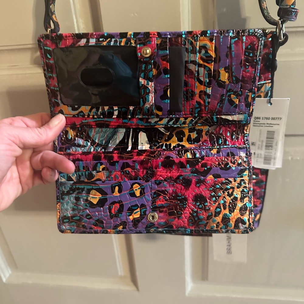 Brand new with tags Brahmin rare pink animal print messenger bag with wallet - Picture 6 of 13